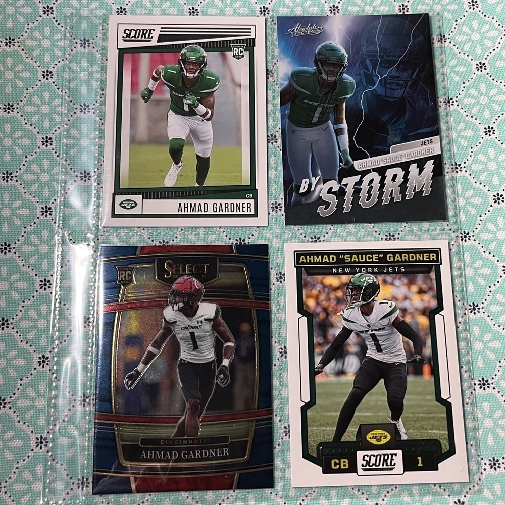 🏈 Ahmad “Sauce” Gardner, NFL Football Sports Trading Cards, Set of 4